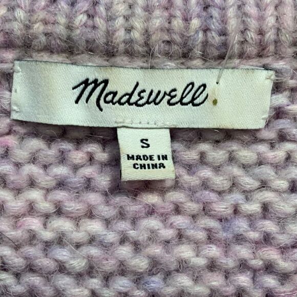 Madewell Fringe Sleeve Pullover Sweater Loose Knit Pastel Lilac Cropped Small - Picture 6 of 8